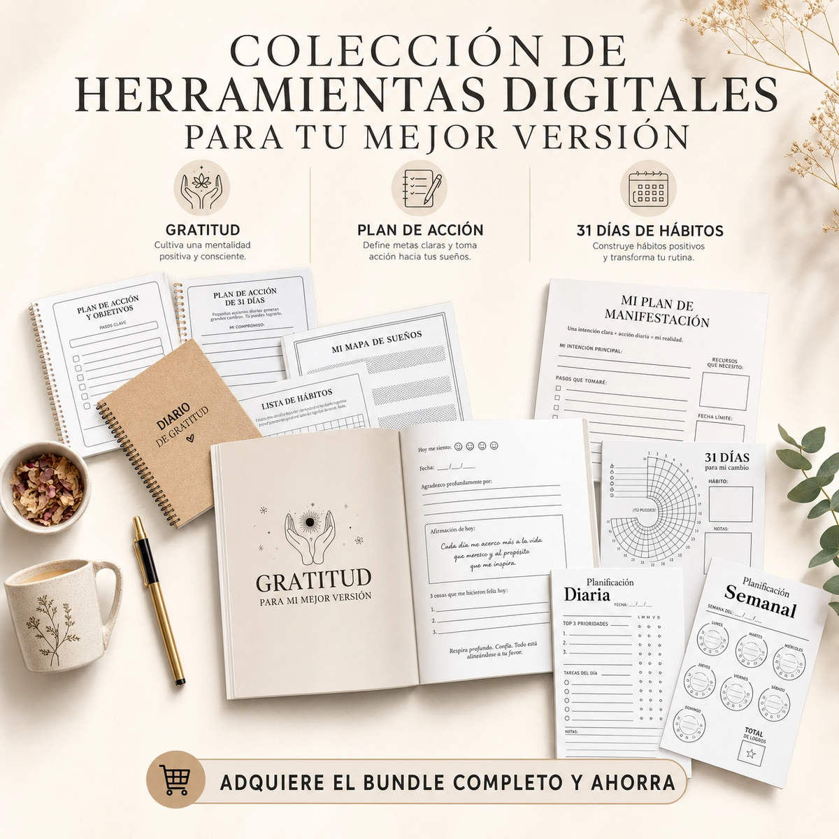Mega Pack: Manifestación, Gratitud, Hábitos y Productividad